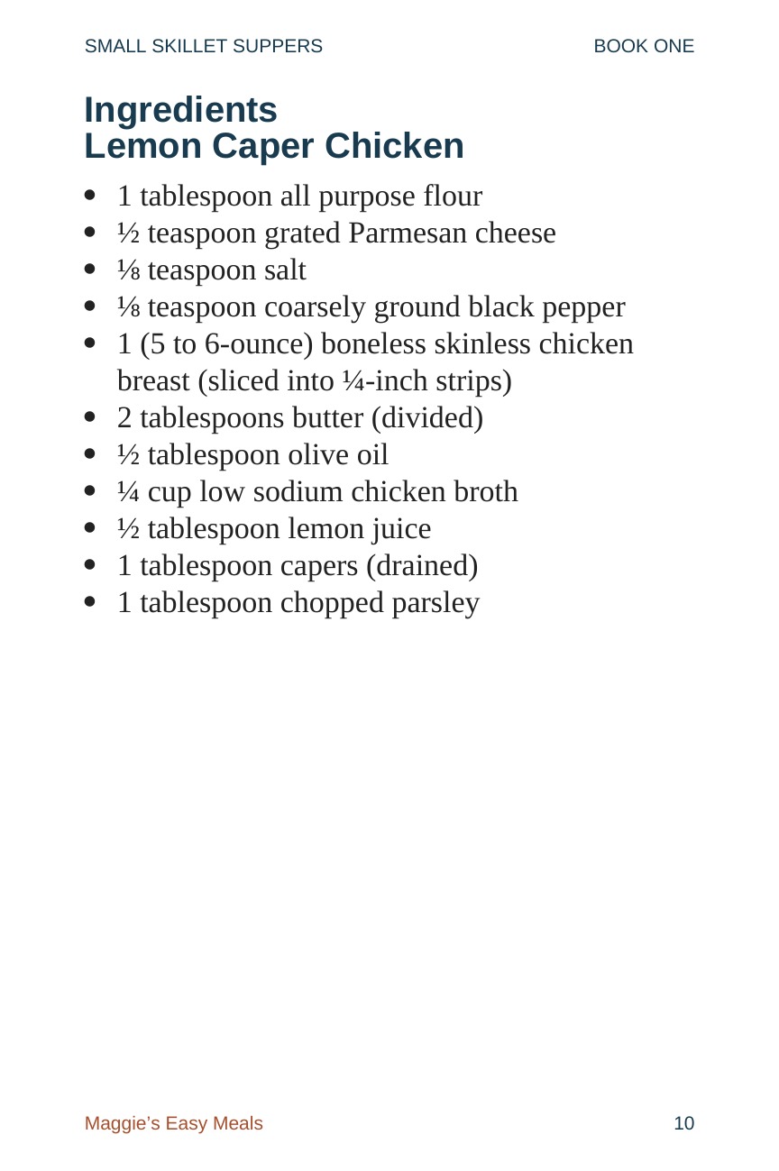 Lemon Caper Chicken — ingredients, page 10